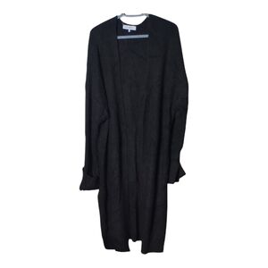 WeWoreWhat‎ Coatigan Black Ribbed Knit Long Line Duster Size M/L